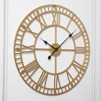 Home Garden Direct EOS - Skeleton Wall Clock with Roman Numerals - 60x60cm in Gold | Size: 60x60 cm