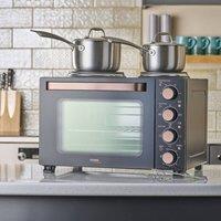 Cooks Professional 28L Mini Oven with 2 Hobs - Electric Multifunction Countertop Cooker in Copper