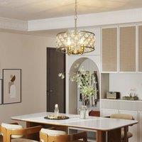 HOMCOM Ceiling Light with Adjustable Height, Modern Crystal Chandelier in Gold