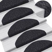Berkfield Home 15 pcs Self-adhesive Stair Mats Needle Punch 65x21x4 cm Black | Size: Medium