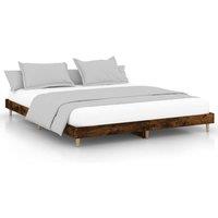 Berkfield Home Bed Frame Smoked Oak 140x200 cm Engineered Wood in Brown