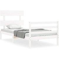 Berkfield Home Bed Frame with Headboard White 90x200 cm Solid Wood