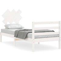 Berkfield Home Bed Frame with Headboard White 90x200 cm Solid Wood