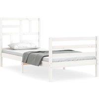 Berkfield Home Bed Frame with Headboard White 90x200 cm Solid Wood