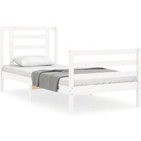 Berkfield Home Bed Frame with Headboard White 90x200 cm Solid Wood