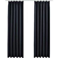 Berkfield Home Blackout Curtains with Hooks 2 pcs Anthracite 140x245 cm in Dark Grey