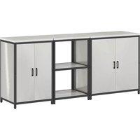 Berkfield Home with Shelf Other with Storage with Door 3 pcs Stainless steel in Silver