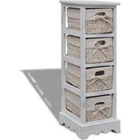 Berkfield Home Wooden Storage Rack 4 Weaving Baskets White
