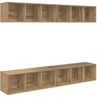 Berkfield Home Wall TV Cabinet with Shelf 4 pcs Artisan oak 37 x 37 x 107.5 cm in Brown