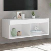 Berkfield Home TV Cabinet with LED Lights White 80x30x30 cm | Size: 80 x 30 x 30 cm