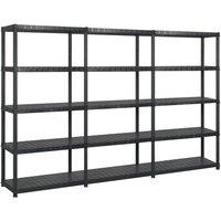 Berkfield Home Storage Shelf 5-Tier Black 255x40x185 cm Plastic | Size: 255 x 40 x 185 cm