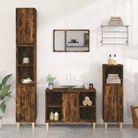 Berkfield Home Sink Cabinet Smoked Oak 80x33x60 cm Engineered Wood in Brown | Size: 80 x 33 x 60 cm