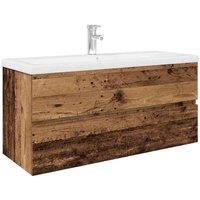 Berkfield Home Sink Cabinet with Built-in Basin & Faucet Old Wood in Brown
