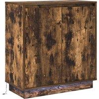 Berkfield Home Sideboard with LED, Smoked Oak, 71x34.5x75 cm, Engineered Wood in Brown | Size: 71x34.5x75 cm