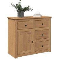 Berkfield Home Sideboard with Drawers Panama 93x40x80 cm Solid Wood Pine in Brown | Size: 93 x 40 x 80 cm
