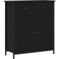 Berkfield Home Sideboard Black Oak 70x30x80 cm Engineered Wood & Steel | Size: 70 x 30 x 80 cm