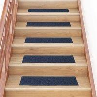 Berkfield Home Self-adhesive Stair Mats Rectangular 15 pcs 76x20 cm Grey Blue in Dark Navy | Size: Medium