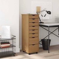 Berkfield Home Rolling Cabinet with Drawers MOSS Honey Brown Solid Wood Pine