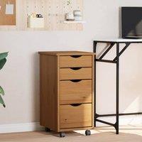 Berkfield Home Rolling Cabinet with Drawers MOSS Honey Brown Solid Wood Pine