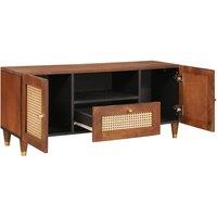 Berkfield Home Media Storage Cabinets & Racks Brown Cane & solid mango wood