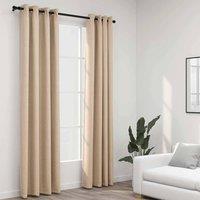 Berkfield Home Linen-Look Blackout Curtains with Grommets 2pcs Beige 140x245cm | Size: 140x245 cm