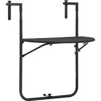 Berkfield Home Hanging Balcony Table Brown 60x64x83.5 cm Plastic Rattan Look in Dark Grey