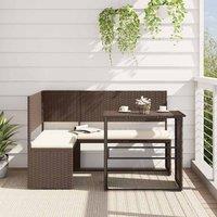 Berkfield Home Garden Sofa with Table & Cushions L-Shaped Brown Poly Rattan