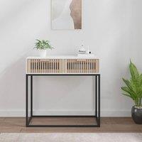Berkfield Home Console Table White 80x30x75 cm Engineered Wood & Iron | Size: 80 x 30 x 75 cm