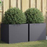 Berkfield Home Planters 2 pcs Anthracite 49x47x46 cm Steel in Black | Size: 49 x 47 x 46 cm