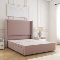 BSSPOKE Austin Divan Bed Plush Velvet 54 Headboard & No Drawers No Mattress in Pink | Size: Super King