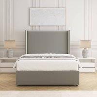 BSSPOKE Austin Divan Bed Set Plush Velvet 54 Headboard & Mattress No Drawers in Silver | Size: Single