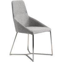 Angel Cerda Grey Fabric Dining Chair Chrome-Plated Legs