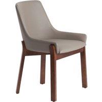 Angel Cerda Dark Mink Leatherette Dining Chair with Walnut Legs in Beige