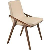 Angel Cerda Mink Leatherette Dining Chair with Walnut Legs in Light Beige