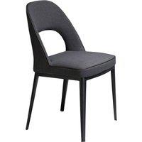 Angel Cerda Dark Grey Fabric Dining Chair with Black Steel Legs
