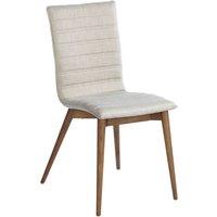 Angel Cerda Grey Fabric Dining Chair with Walnut Legs in Light Grey