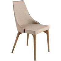 Angel Cerda Dining Chair, Light Beige Fabric, Walnut Legs