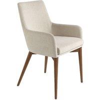 Angel Cerda Beige Fabric Dining Chair with Walnut Legs (Model )