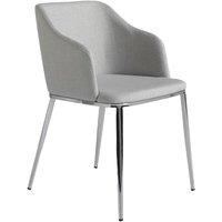 Angel Cerda Grey Upholstered Dining Chair - Chrome Stainless
