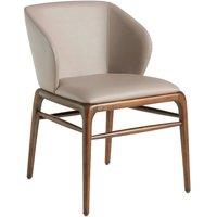 Angel Cerda Dark Mink Leatherette Dining Chair Walnut-Coloured in Beige