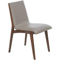 Angel Cerda Dark Mink Leatherette Dining Chair with Walnut Legs in Grey