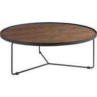 Angel Cerda Round Walnut-Veneer Coffee Table with Black Steel in Brown