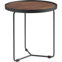 Angel Cerda Round-Corner Side Table Walnut Veneer & Black Steel in Brown
