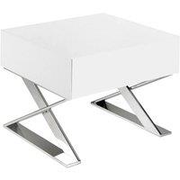 Angel Cerda White MDF Bedside Table with Chromed Stainless Steel