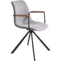 Angel Cerda Swivel Dining Chair, Light Grey Fabric, Walnut Detail
