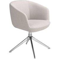 Angel Cerda Light Grey Fabric Swivel Dining Chair, Chrome Legs