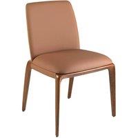 Angel Cerda Brown Leatherette Dining Chair with Walnut-Coloured