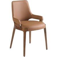 Angel Cerda Brown Leatherette Dining Chair with Walnut-Coloured
