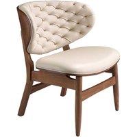Angel Cerda Sand Leatherette Armchair with Walnut Legs in Light Sand