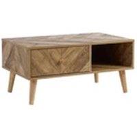 Havendro Coffee Table - 1 Drawer, Natural Storage, Living Room Unit in Brown